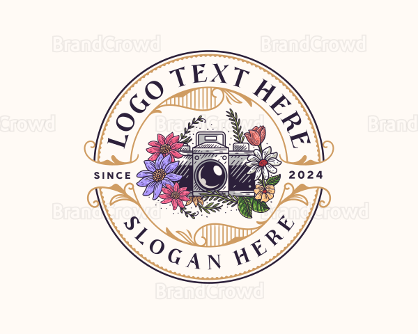 Camera Flower Photography Logo