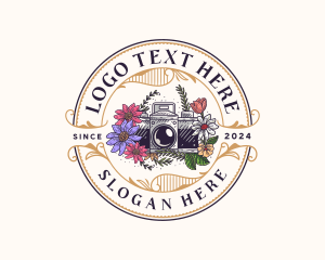 Camera Flower Photography Logo