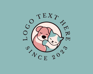 Hugging Pet Kitten Dog logo design