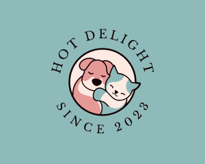 Hugging Pet Kitten Dog logo design