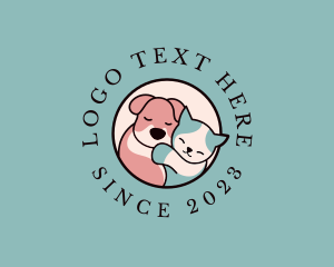 Badge - Hugging Pet Kitten Dog logo design
