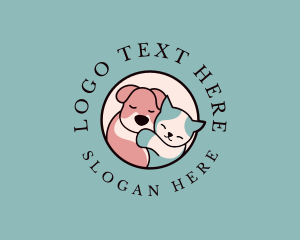 Hugging Pet Kitten Dog Logo