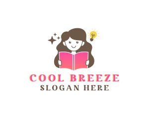Reading - Girl Learning School logo design