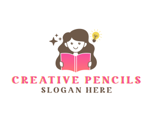 Girl Learning School logo design