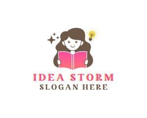 Girl Learning School logo design