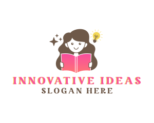 Girl Learning School logo design