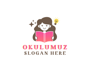 Girl Learning School logo design