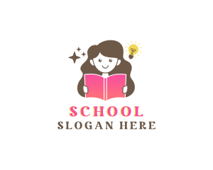 Girl Learning School logo design