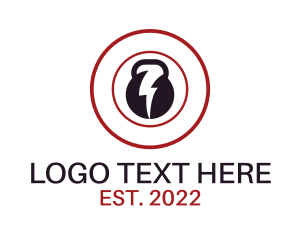 Strong - Lightning Kettle Bell Gym logo design