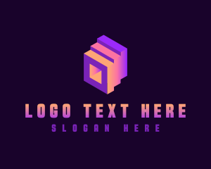 Advertising - Geometric Fintech Technology logo design