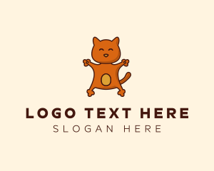 Pet Shop - Happy Embracing Cat logo design