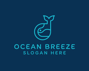 Ocean Whale Animal logo design