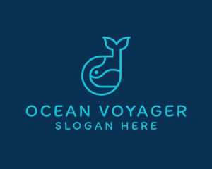 Ocean Whale Animal logo design