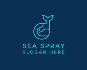 Ocean Whale Animal logo design