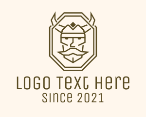 Mustache - Viking Head Badge logo design
