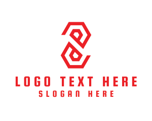 Red Square - Geometric Polygon Number 8 logo design