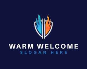 Heating Cooling Shield logo design