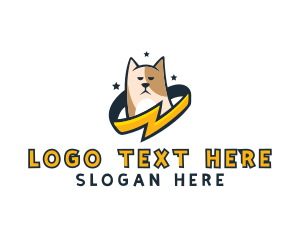 Adorable - Stars Lightning Cat logo design
