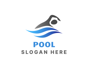Pool Swimming Man logo design