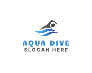 Diving - Pool Swimming Man logo design