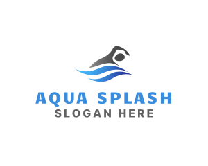 Pool Swimming Man logo design