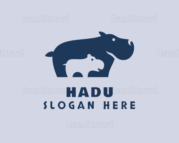 Wild Hippopotamus & Baby Logo
