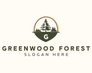 Outdoor Pine Tree Forest logo design