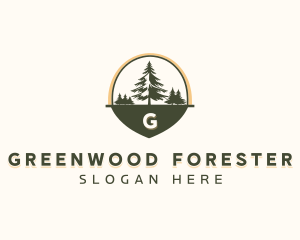 Outdoor Pine Tree Forest logo design