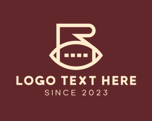 Lineart - American Football Letter R logo design