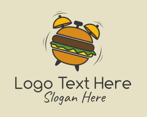 Meal Delivery - Hamburger Alarm Clock logo design