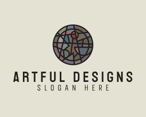 Geometric Stained Glass Art logo design