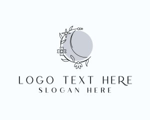 Boho - Floral Crescent Moon logo design