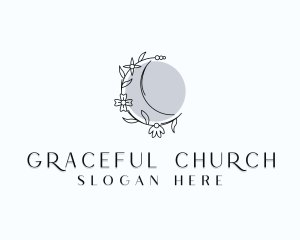 Artisanal - Floral Crescent Moon logo design