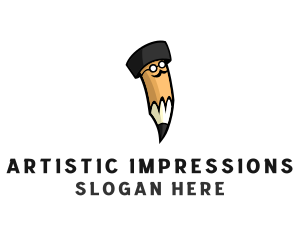 Illustrate - Mustache Hat Pencil logo design