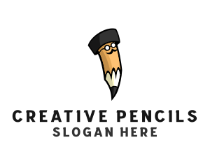 Mustache Hat Pencil logo design