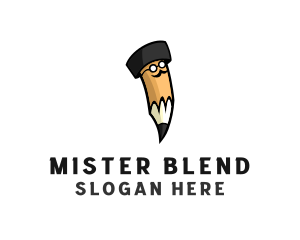 Mustache Hat Pencil logo design