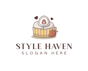 Shortcake - Strawberry Cake Dessert logo design