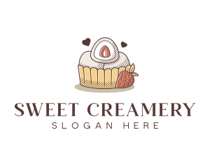 Strawberry Cake Dessert logo design