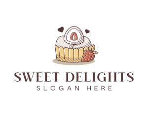 Strawberry Cake Dessert logo design