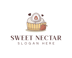 Strawberry Cake Dessert logo design