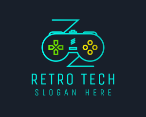 Retro Neon Controller logo design