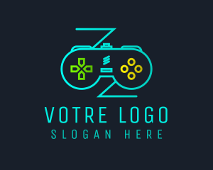 League - Retro Neon Controller logo design