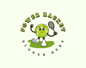 Racket - Cute Tennis Ball logo design