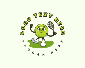 Racket - Cute Tennis Ball logo design