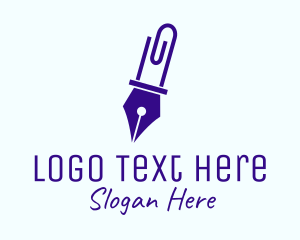 Pen Nib - Pen Paper Clip logo design