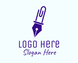 Writer - Pen Paper Clip logo design