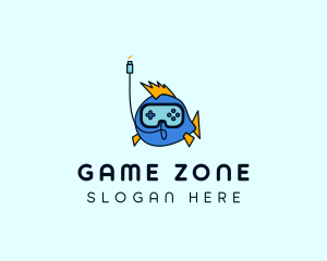 Online Gamer - Cartoon Fish Controller logo design