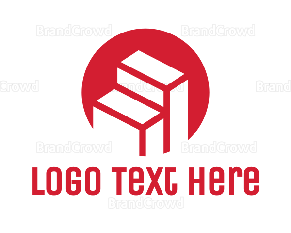 Red Building Stairs Logo