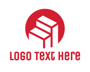 Removalist - Red Building Stairs logo design