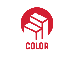 Red And White - Red Building Stairs logo design